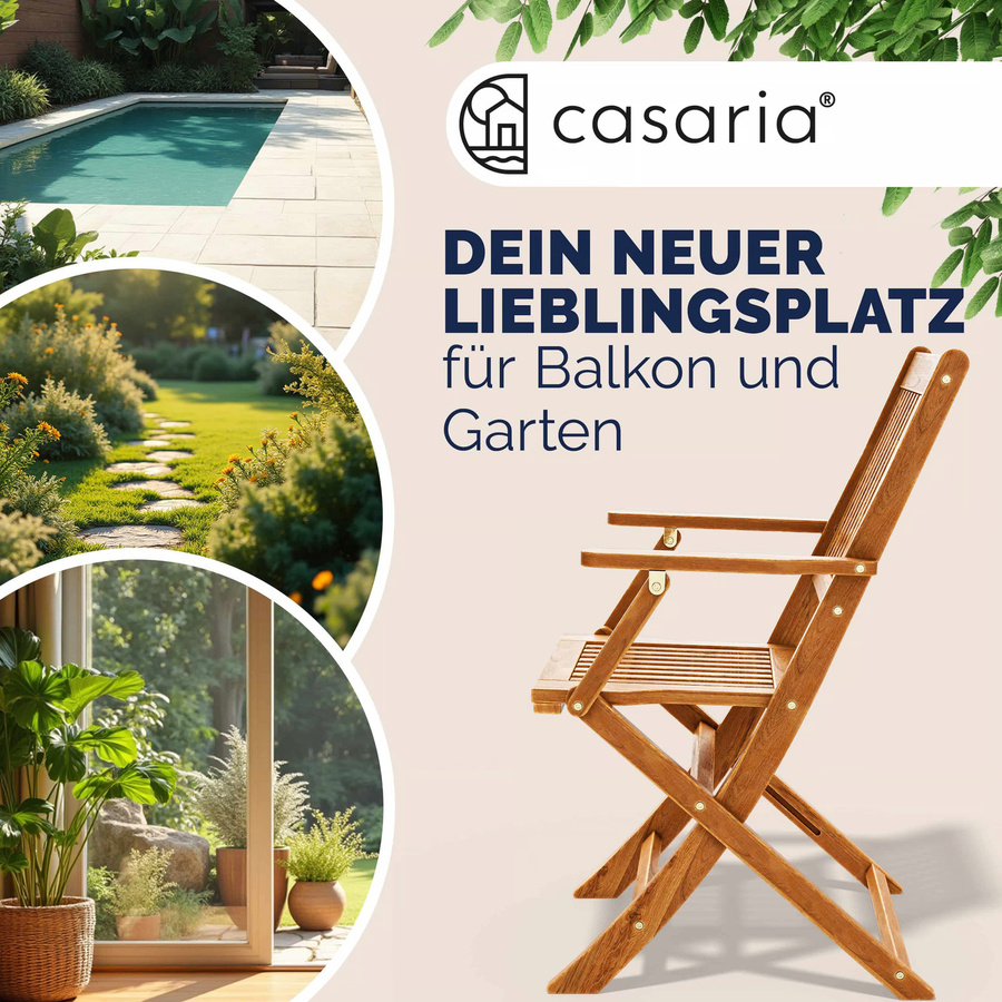 Casaria Gartenstuhl Sydney 2er-Set aus geölter Akazie FSC-zertifiziert in Braun - Bild 2