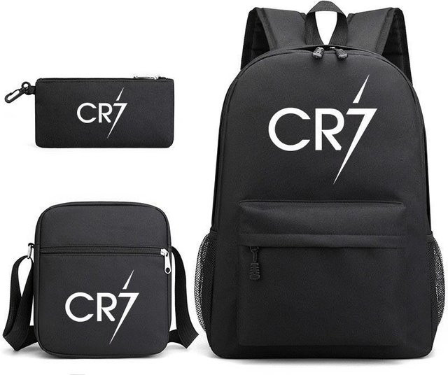 3-teiliges Schulrucksack-Set Cristiano Ronaldo in Schwarz aus Oxford-Stoff mit Schultasche und Federmäppchen - Bild 1