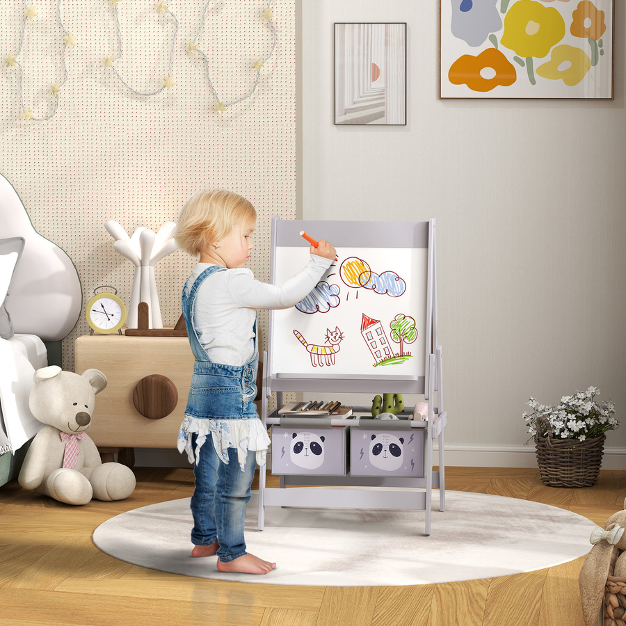 Aosom Kinder Staffelei, Doppelseitige Whiteboard und Tafel, inkl. Zubehör, 3-8 Jahre - Bild 2
