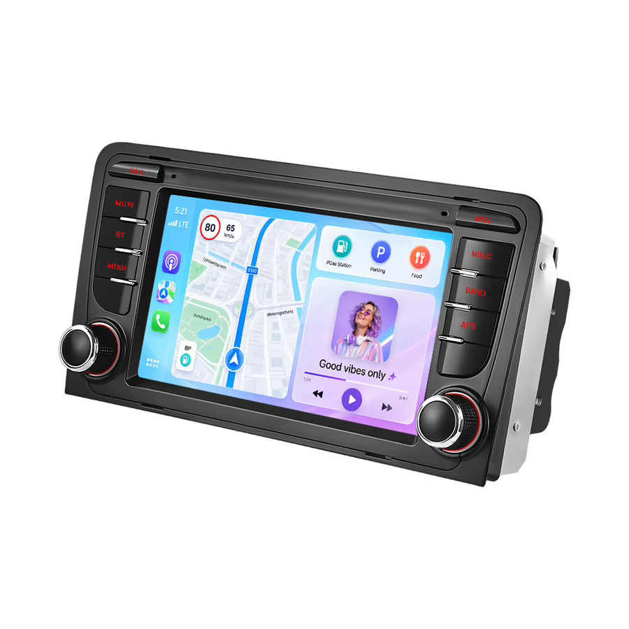 Podofo 7 Zoll 2 Din Autoradio mit Wireless CarPlay, 2+64G Speicher, WiFi, GPS und AI DSP für Audi A3 S3 in Schwarz - Bild 4