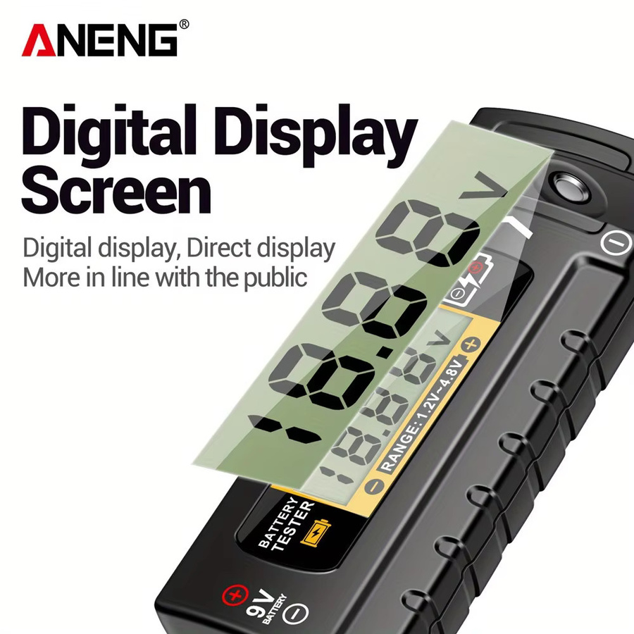 2er-Set ANENG BT169 Digitaler Batterietester in Schwarz für AA, AAA, C, D, 9V, 1,5V und Knopfzellen - Bild 3