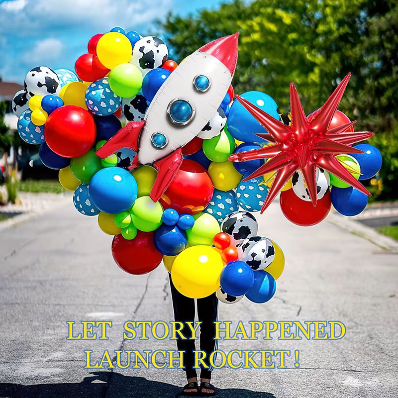 Rakete Thema Ballon Bogen Kit für Kindergeburtstage in Mehrfarbig mit 40 Zoll Ballons und Wolken-Design - Bild 2