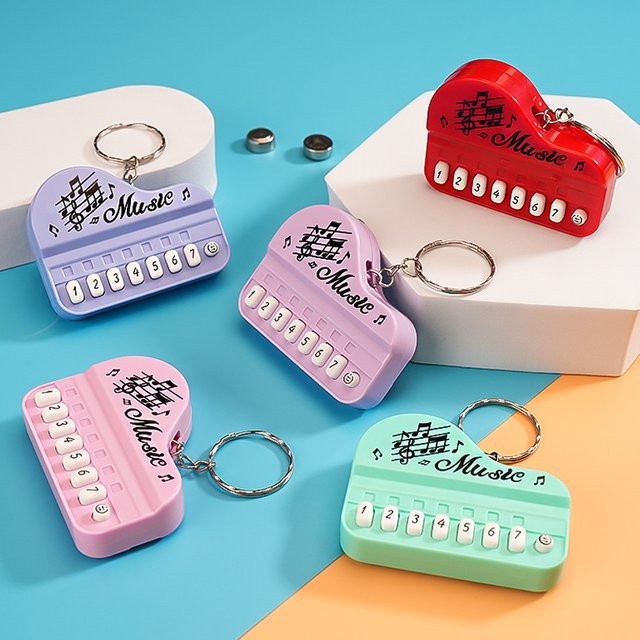 LENNIK Mini Tragbares Elektronisches Keyboard-Klavier, Schlüsselanhänger, Rot, Bunt / Mehrfarbig - Bild 1