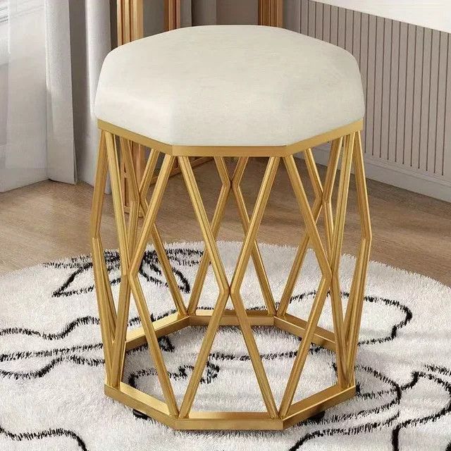 LIUSHADUOLA Schminkhocker im nordischen Stil mit grauem Flanell für Mädchen und Schlafzimmer - Bild 1