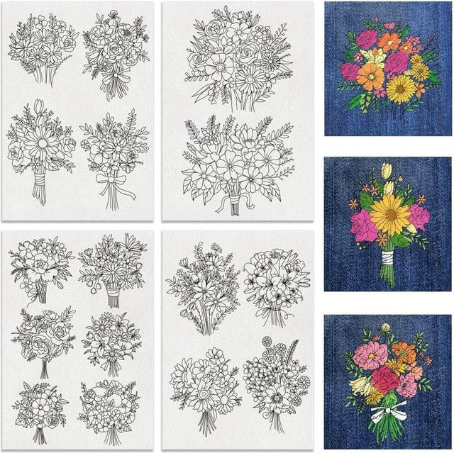 4 Blatt wasserlösliche Blumenstickerei-Stabilisatoren aus selbstklebendem Papier in Weiß für deine DIY-Handnähprojekte - Bild 1