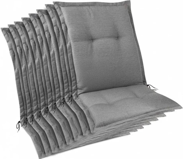 Beautissu 8er Set Premium Gartenstuhlauflage Niedriglehner Hellgrau B: 105 cm, T: 50 cm, H: 7 cm - Bild 1