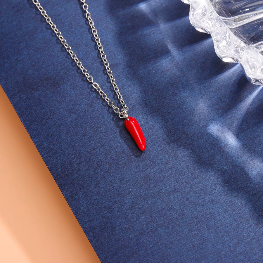 GaGa-Duck Halskette, 925 Silber, Rot, Epoxidharz, Pfeffer-Anhänger, Unisex - Bild 3