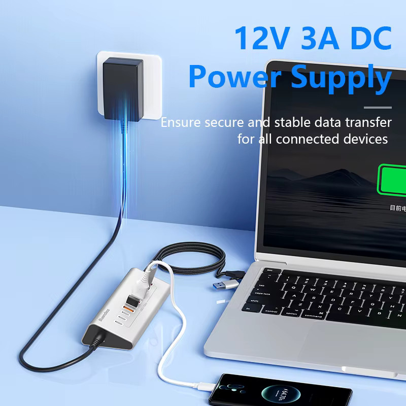 Blueendless Aluminium USB-C Hub 7-in-1 und 10-in-1 USB-A Splitter Adapter mit USB 3.2 Gen2 10Gbps in Silber für Laptop und MacBook - Bild 3