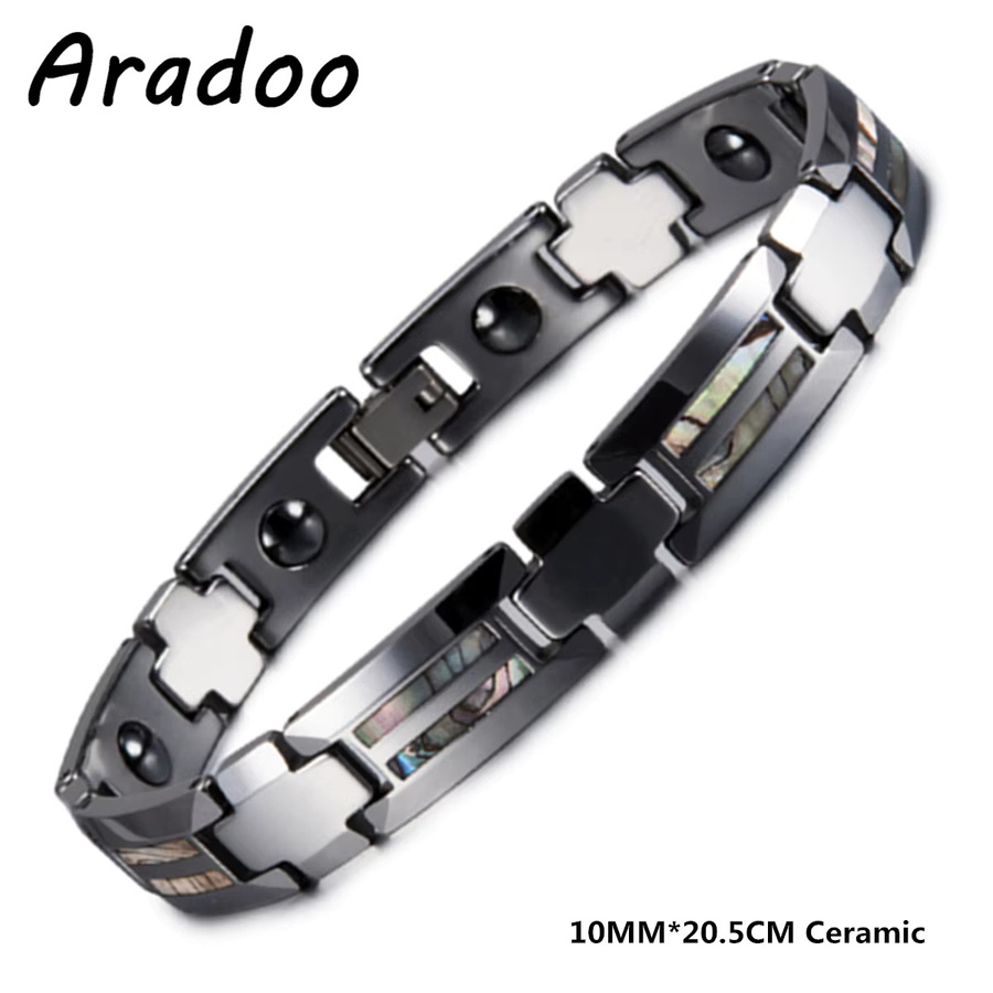 Aradoo Armband, Wolframstahl, Abalone-Muschel, schwarze Keramik, Hämatit, Herren - Bild 5
