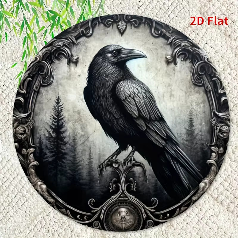 Potdemiel Rundes Metallschild aus Aluminium mit Krähenmotiv in Schwarz, Durchmesser: 20 cm - Bild 4
