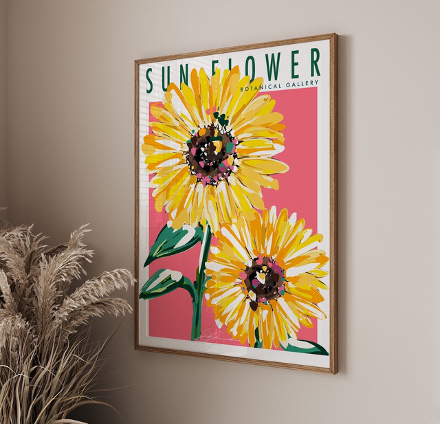 Sonnenblumen Wandkunstdruck von SHENCHEN als botanischer Paper Poster in Multicolour - Bild 1