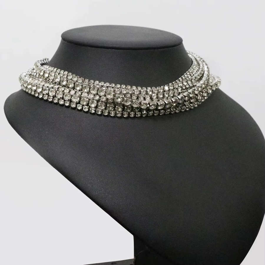 Choker-Halskette, mehrschichtig, Strass, Unisex - Bild 2