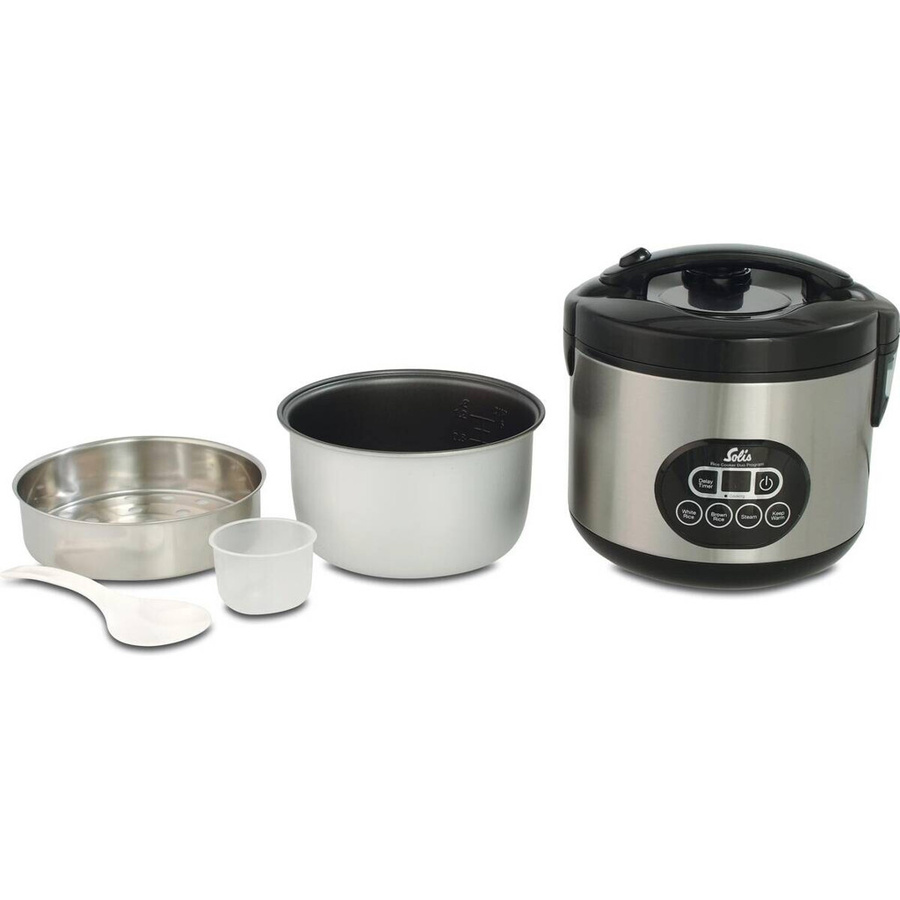 Solis Reiskocher und Dampfgarer Duo Programm Typ 817 mit 1,2 l Volumen, Digitaldisplay, Timer und Antihaftbeschichtung, schwarz/silber, B/T/H: 24 x 23 x 23 cm - Bild 3
