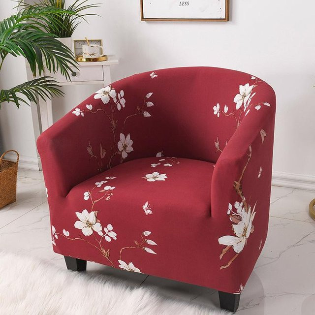 Bestbags Sesselüberwurf Nordisch Floral in Rot aus elastischem Elasthan - Bild 1