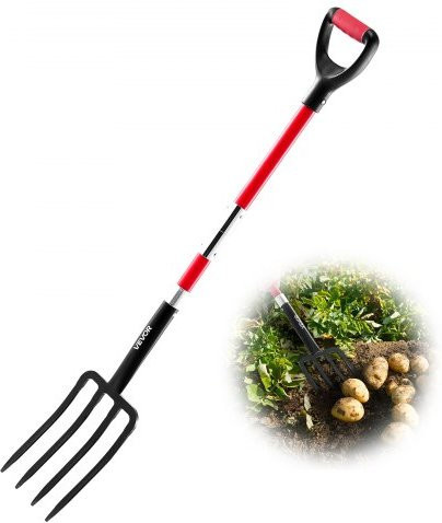 VEVOR Gartenkralle mit 4 Zinken und Fiberglasstiel, 114 cm schwere Grabegabel aus geschmiedetem Stahl mit Y-Griff für Heu, Kartoffeln, Kompostierung und Belüftung - Bild 1