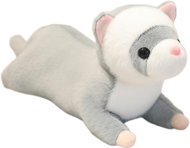 Yiran toy Liegendes Frettchen Plüschtier, Braun Grau Weiß, ab 14 Jahren - Bild 1