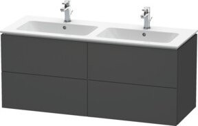 Duravit L-Cube Waschtischunterschrank wandhängend in Grau Matt mit 4 Schubladen, B/T/H: 129 x 48,1 x 55 cm - Bild 1