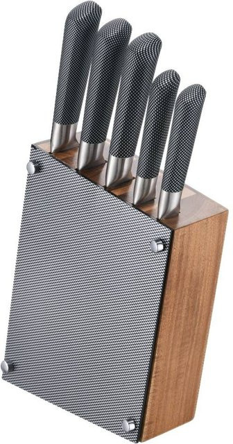 Michelino Premium Messer-Set 6-tlg. mit Holzblock in Braun und Schwarz, B/T/H: 43,0 x 34,0 x 34,0 cm - Bild 1