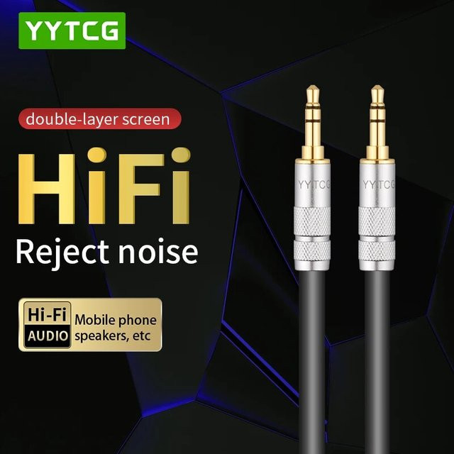 YYTCG Audio-Verlängerungskabel Schwarz mit 3,5 mm Klinkenstecker auf Buchse und 3,5 mm Stecker auf Stecker für iPhone, Kopfhörer und Lautsprecher - Bild 1