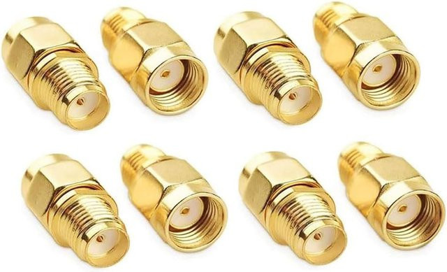 AOKIN 8er Set SMA auf RP-SMA Adapter Konverter in Gold für Antennen und Funktechnik - Bild 1