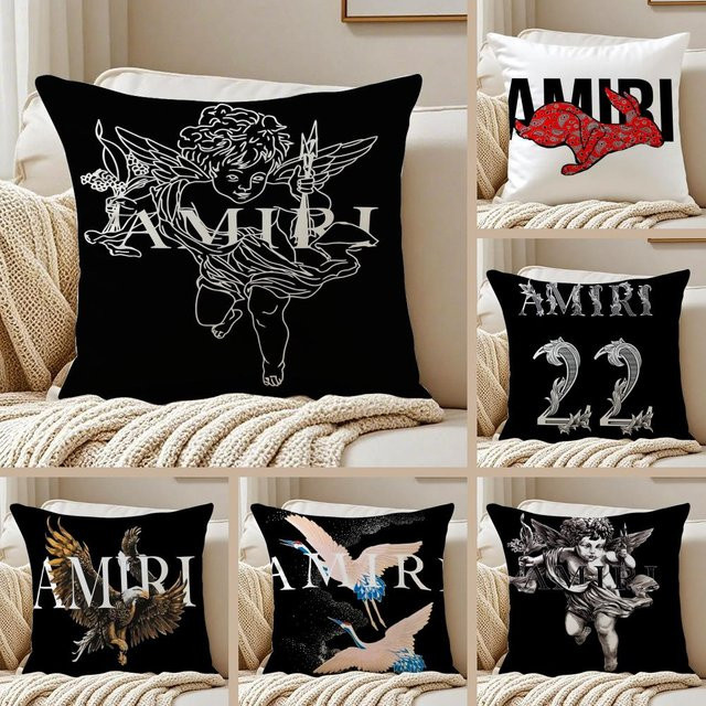A-AMIRI Kunst-Kissenbezug aus seidigem Kurzplüsch mit Grafik-Tierprint, quadratisch, Schwarz/Weiß, B/T/H: 30 x 30 x 30 cm - Bild 1