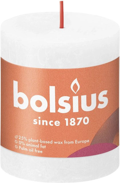 Bolsius Rustik-Kerze Shine in Wolkigem Weiß, Durchmesser: 68 mm, Höhe: 80 mm - Bild 1