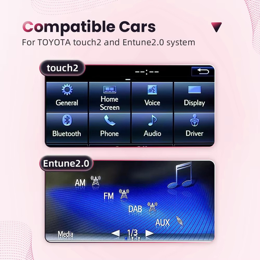 BONROAD Wireless CarPlay und Android Auto Interface-Modul für Toyota Touch2 & Entune 2.0 Systeme mit Bluetooth 5.0 und Mirrorlink Airplay in Schwarz - Bild 2