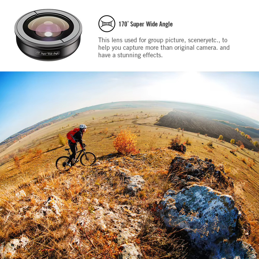 APEXEL 5-in-1 Kamera-Telefonobjektiv Set für iPhone und Android, 4K HD Makro-, Porträt- und Fisheye-Objektive mit CPL-Filter, Schwarz - Bild 5