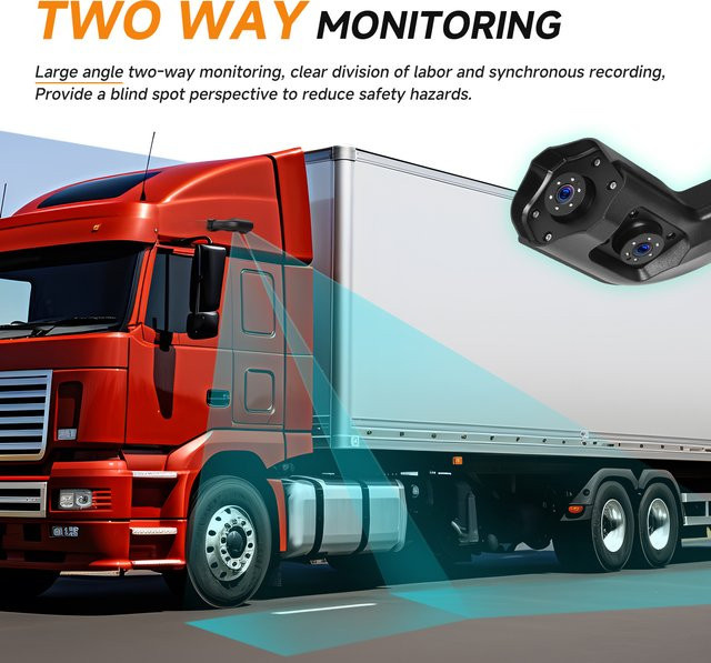 Podofo Elektronisches Rückspiegelsystem für LKW mit 10,36 Zoll HD 1080P IPS Touchscreen DVR-Recorder, Dual-Kamera, BSD Totwinkel-Erkennung und Nachtsicht, Schwarz - Bild 1