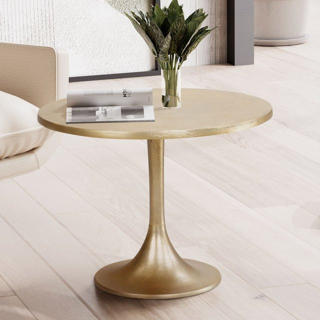 Runder Couchtisch FineBuy aus Metall in Gold, modern und matt, Durchmesser: 60 cm, Höhe: 46,5 cm - Bild 1