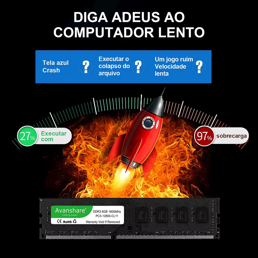 Avanshare DDR3 RAM-Speicher für Desktop-Motherboards Intel und AMD, Schwarz - Bild 2