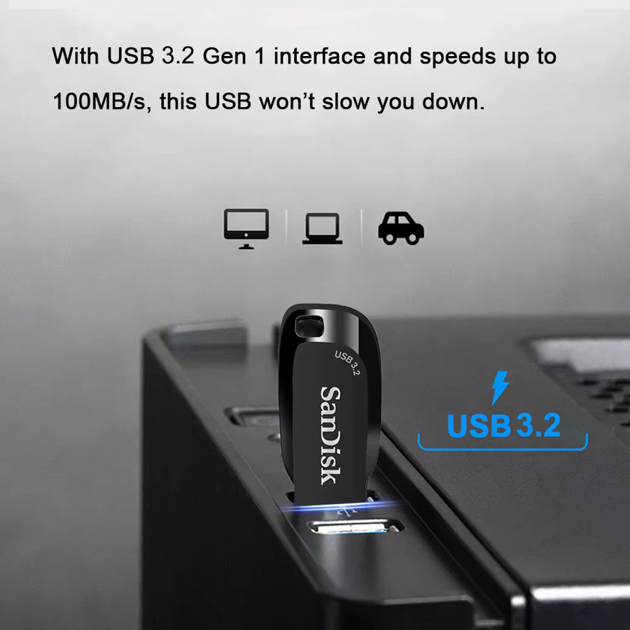 SanDisk USB 3.2 Mini-Pendrive CZ410 Speicherstick in Schwarz mit bis zu 100 MB/s Lesegeschwindigkeit - Bild 5