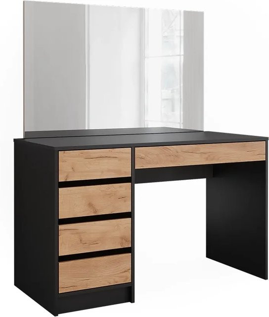 Vicco Schminktisch Sherry in Anthrazit, Gold und Eiche mit Spiegel, Breite: 120 cm, Tiefe: 75 cm - Bild 1