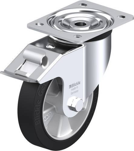 Blickle L-ALEV 161K-FI Lenkrolle mit Feststeller, Rad-Durchmesser: 160 mm, Tragfähigkeit: 300 kg, Farbe: Silber - Bild 1