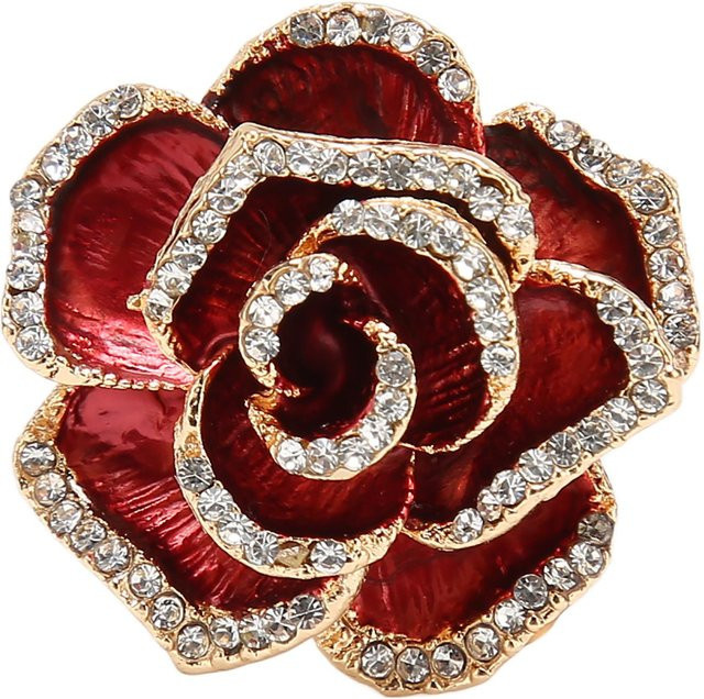Neoglint Brosche, Blumenförmig, Burgunderrot, Strass, Damen - Bild 1