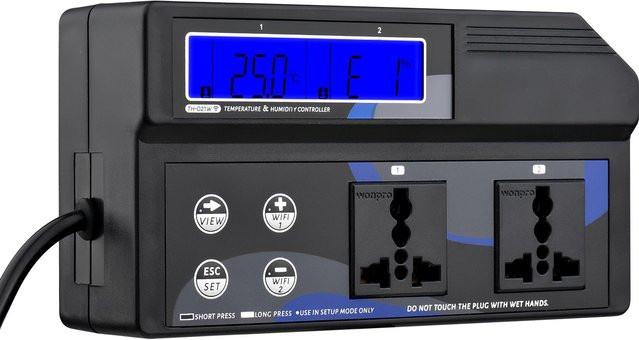 TOMTOP JMS Smart Wifi Temperatur- und Luftfeuchtigkeitsregler als Thermostat und Hygrostat zur Wandmontage in Grau mit UK Plug - Bild 1