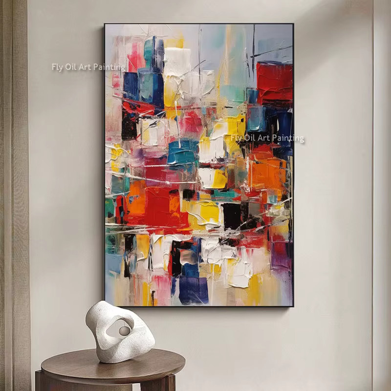 Abstrakte moderne Landschaft FLY OIL ART handgefertigtes Ölgemälde auf Leinwand in Multicolor - Bild 2