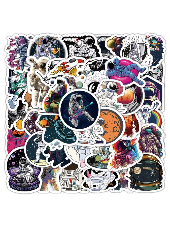 60-teiliges Astronauten Aufkleber-Set aus Papier in Multicolour von Anime Worlds Store - Bild 7
