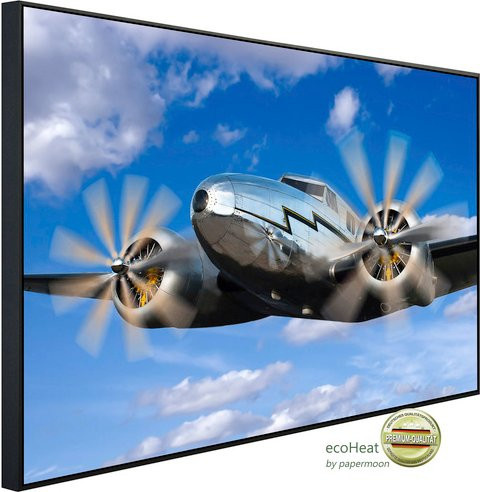 papermoon Infrarotheizung EcoHeat Klassisches Vintage Flugzeug in Bunt mit Matt-Effekt, App-Steuerung und Überhitzungsschutz - Bild 1
