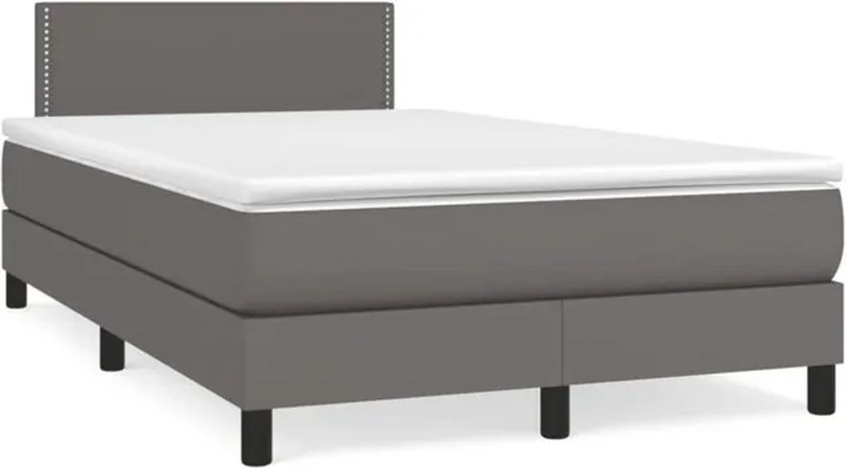 vidaxl Boxspringbett mit Matratze in Grau aus Kunstleder, B/T/H: 120 x 190 cm - Bild 1