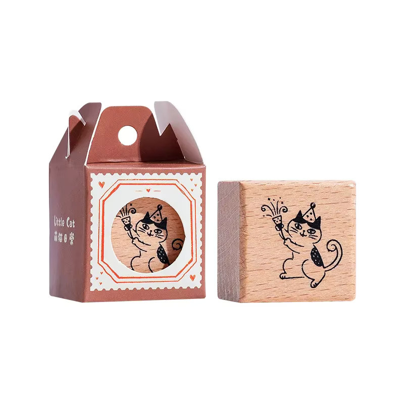 Holzstempel mit süßem Katzenmotiv für Scrapbooking und DIY-Handwerk - Bild 2