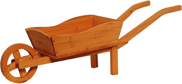 Deko-Pflanzschubkarre Dobar in Braun aus FSC-zertifiziertem Holz, B/T/H: 107 x 32 x 41 cm - Bild 1