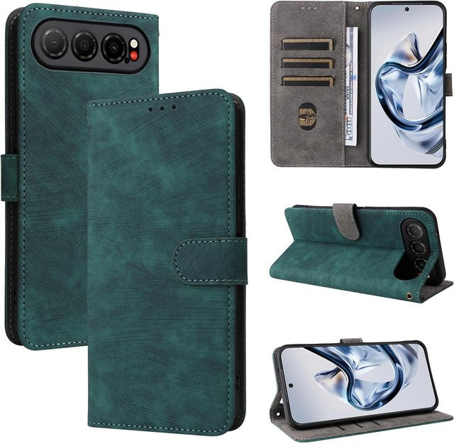 ZTE nubia Air Flip Cover Handyhülle aus PU Leder in Grün mit RFID-Blockierung und Ganzkörperschutz - Bild 1