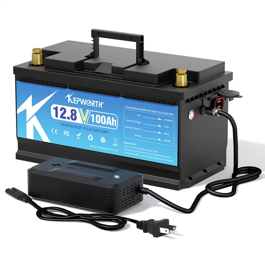 KEPWORTH LiFePO4-Akku 12 V 100 Ah, wiederaufladbarer Lithium-Eisenphosphat-Akku in Schwarz - Bild 5