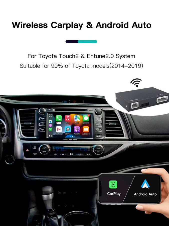 AUTOABC Wireless Carplay und Android Auto Modul für Toyota Touch2 Entune 2.0 in Schwarz mit Airplay und Kamera-Unterstützung - Bild 1