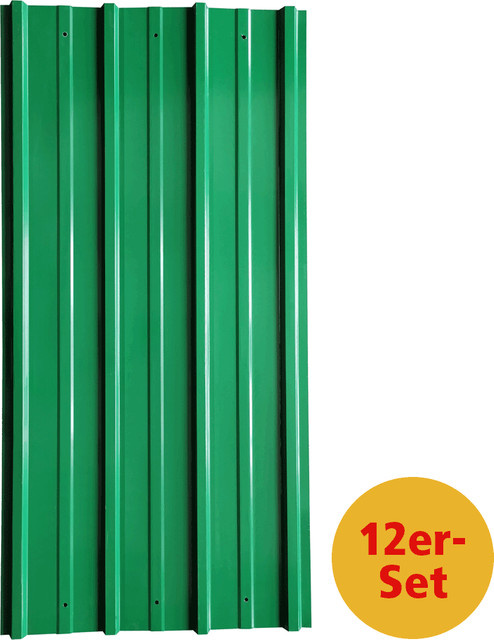 HC Garten & Freizeit 12er Set Profil- und Trapezbleche aus Stahl in Grün, B: 57 cm x H: 117 cm - Bild 1