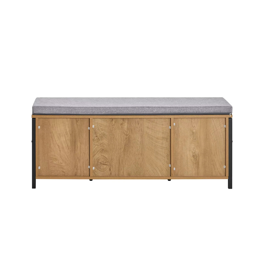 SoBuy Schuhbank FSR149-N in Schwarz und Grau mit 4 Schubladen und 2 Fächern im industriellen Look, B/T/H: 150 x 35 x 45 cm - Bild 2