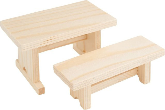 Holzbank und Tisch von VBS in Beige - Bild 1
