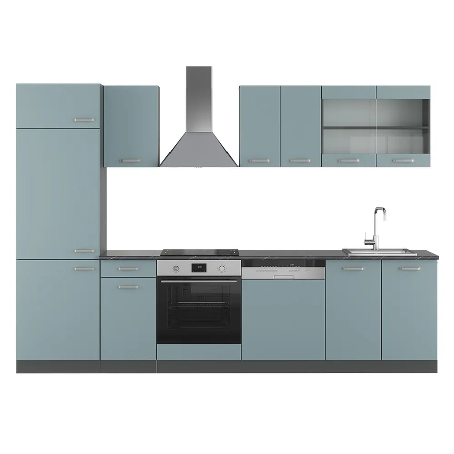 Vicco R-Line Küchenzeile modern in Blau-Grau und Anthrazit, Breite: 300 cm, Höhe: 207 cm, Tiefe: 60 cm - Bild 2