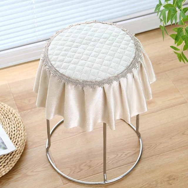 Yiran Furniture Runder Hockerbezug aus Samt, Durchmesser: 30 cm, Farben: Grau oder Beige - Bild 1